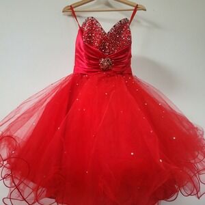 Morilee Madeline Gardner Formal Short Red Dress Size 5/6 Embellished Ballgown